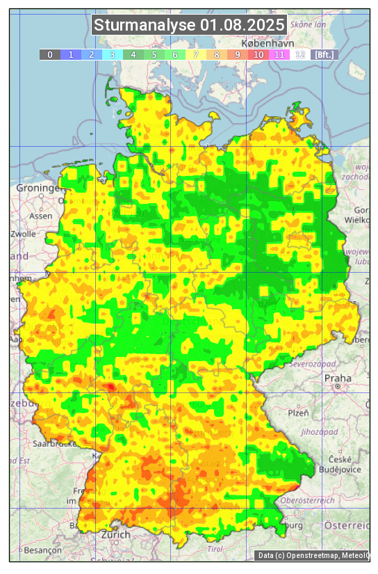 Karte mit Unwetteranalyse