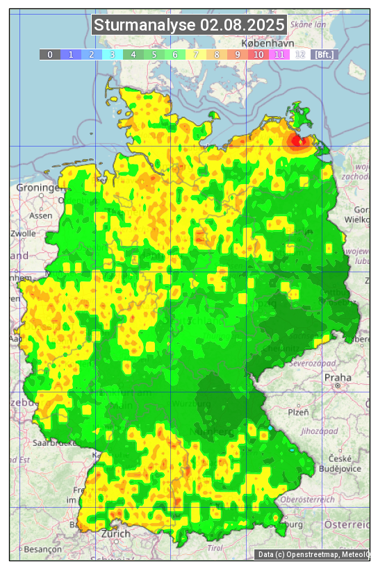 Karte mit Unwetteranalyse