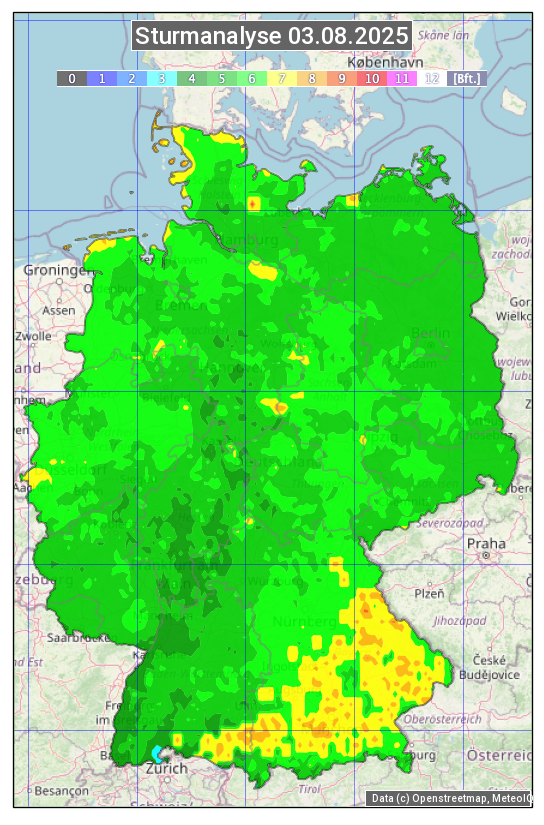 Karte mit Unwetteranalyse