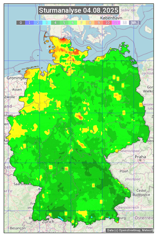 Karte mit Unwetteranalyse
