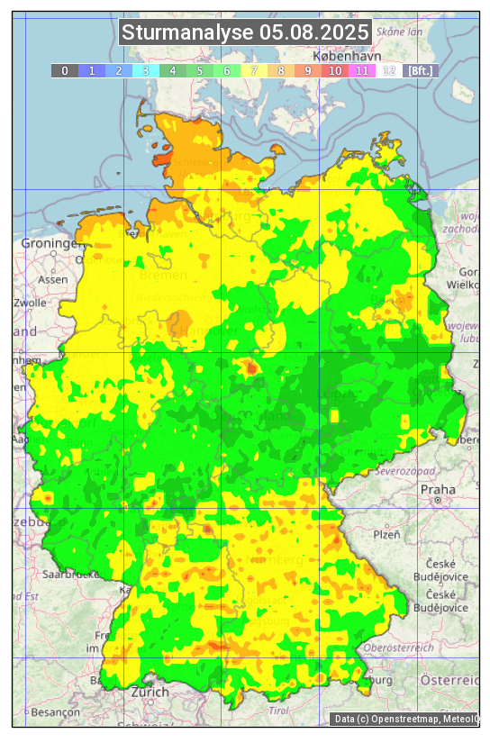 Karte mit Unwetteranalyse