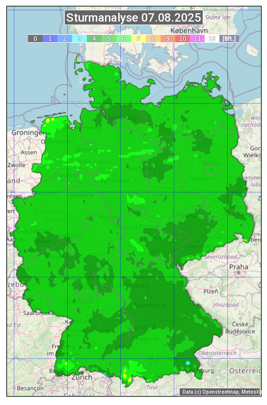 Karte mit Unwetteranalyse