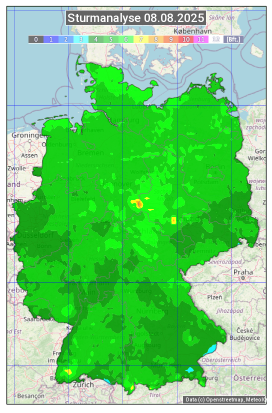 Karte mit Unwetteranalyse
