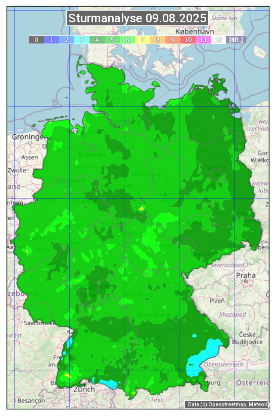 Karte mit Unwetteranalyse