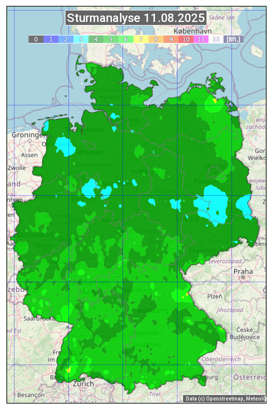 Karte mit Unwetteranalyse