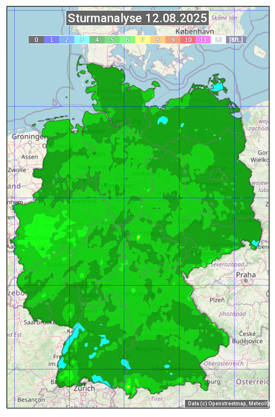 Karte mit Unwetteranalyse