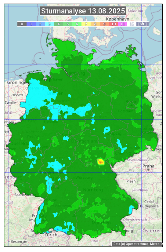 Karte mit Unwetteranalyse
