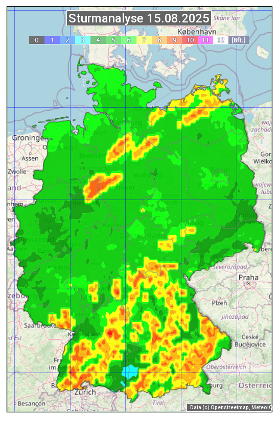 Karte mit Unwetteranalyse
