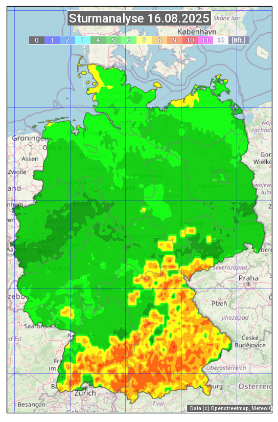 Karte mit Unwetteranalyse