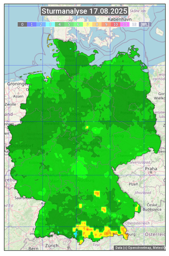 Karte mit Unwetteranalyse