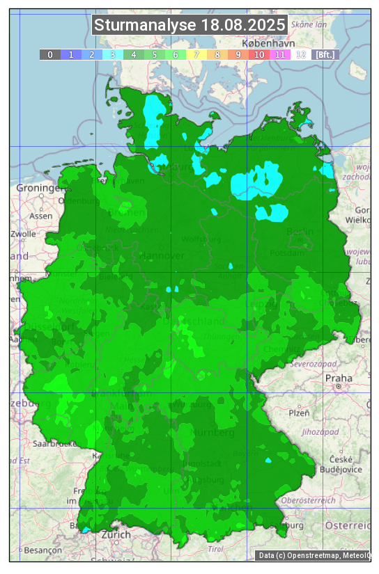 Karte mit Unwetteranalyse