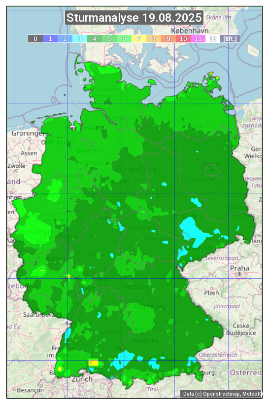 Karte mit Unwetteranalyse