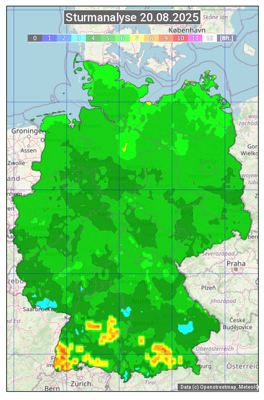 Karte mit Unwetteranalyse
