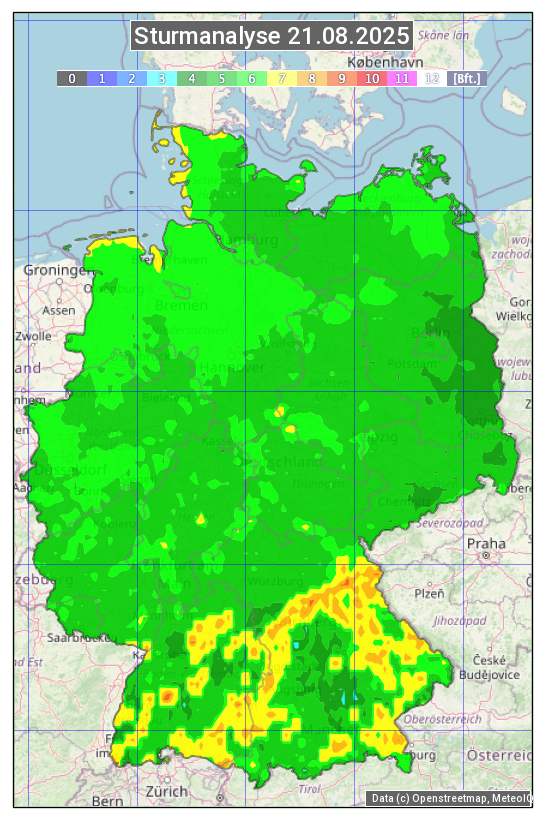 Karte mit Unwetteranalyse