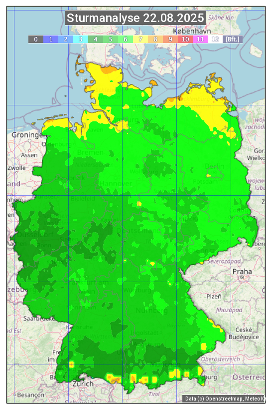 Karte mit Unwetteranalyse