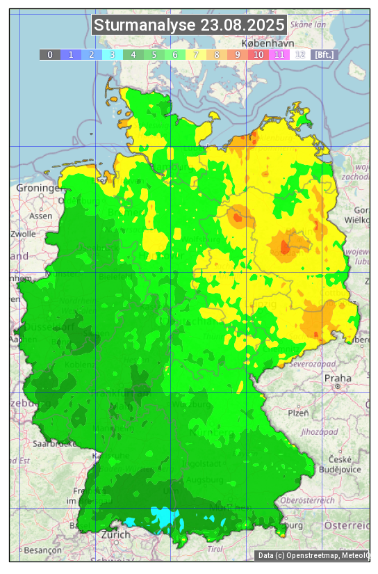 Karte mit Unwetteranalyse