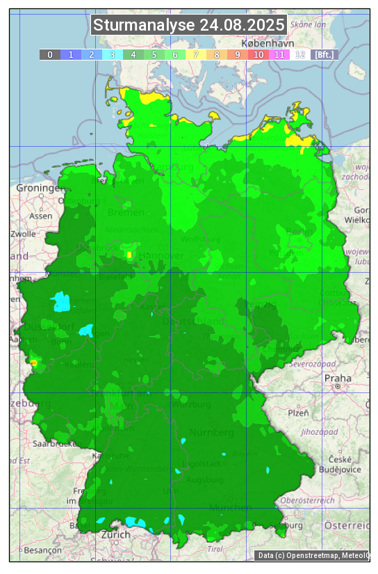 Karte mit Unwetteranalyse