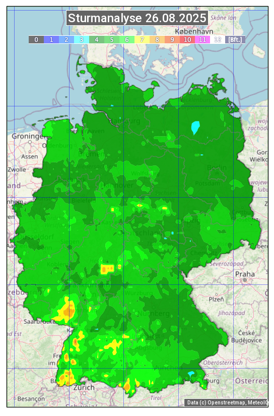 Karte mit Unwetteranalyse