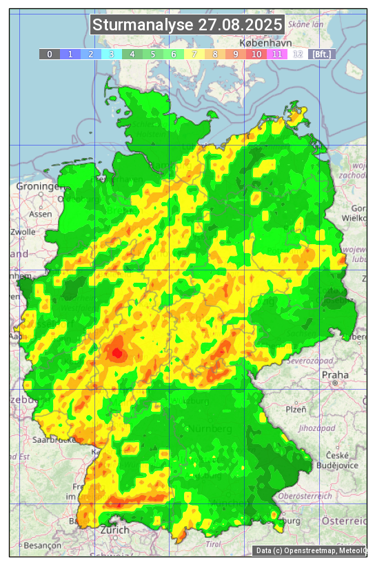 Karte mit Unwetteranalyse