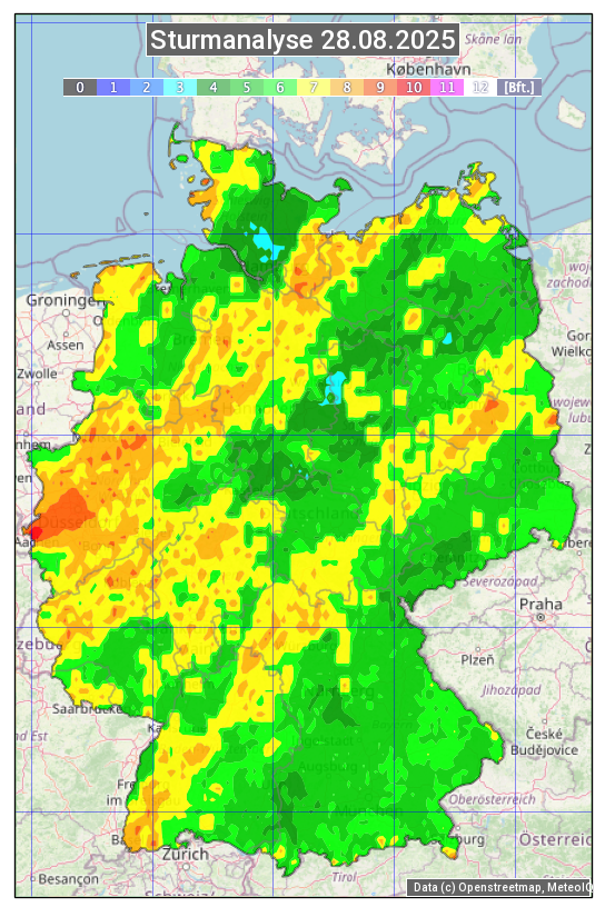 Karte mit Unwetteranalyse