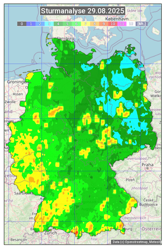 Karte mit Unwetteranalyse