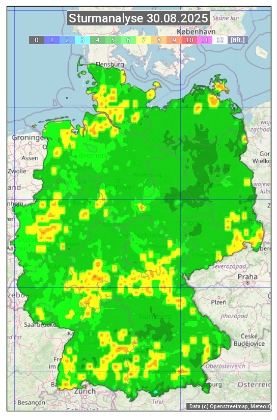 Karte mit Unwetteranalyse