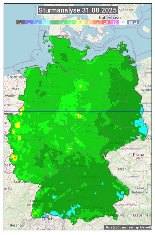 Karte mit Unwetteranalyse
