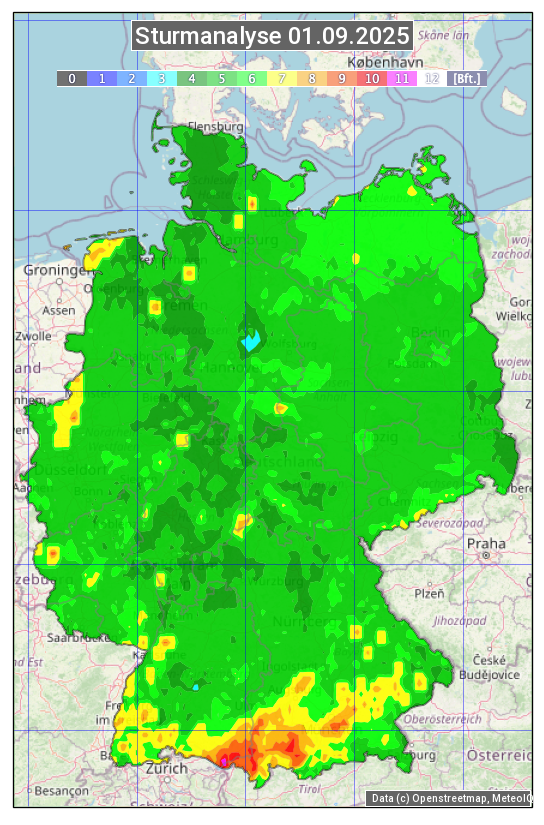 Karte mit Unwetteranalyse