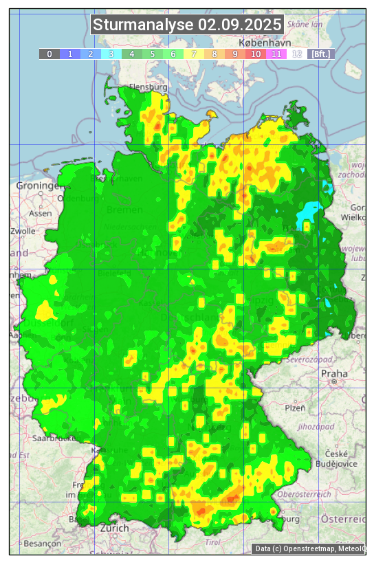 Karte mit Unwetteranalyse