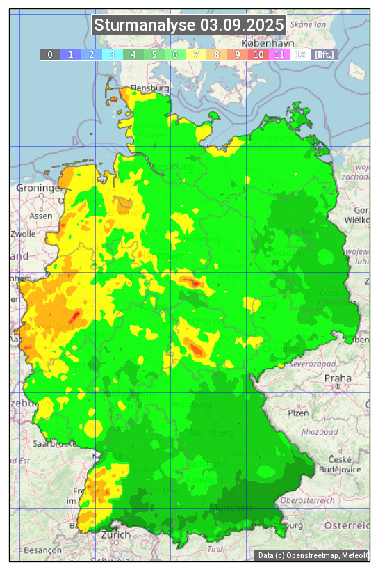Karte mit Unwetteranalyse