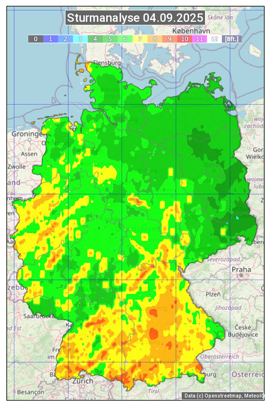 Karte mit Unwetteranalyse