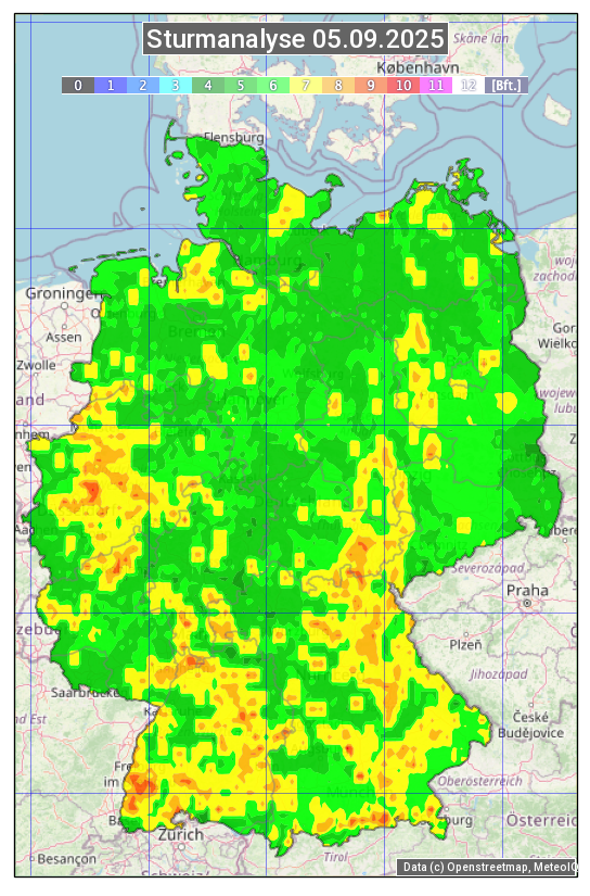 Karte mit Unwetteranalyse