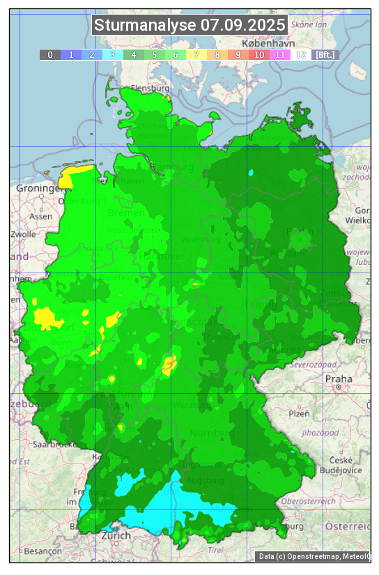Karte mit Unwetteranalyse