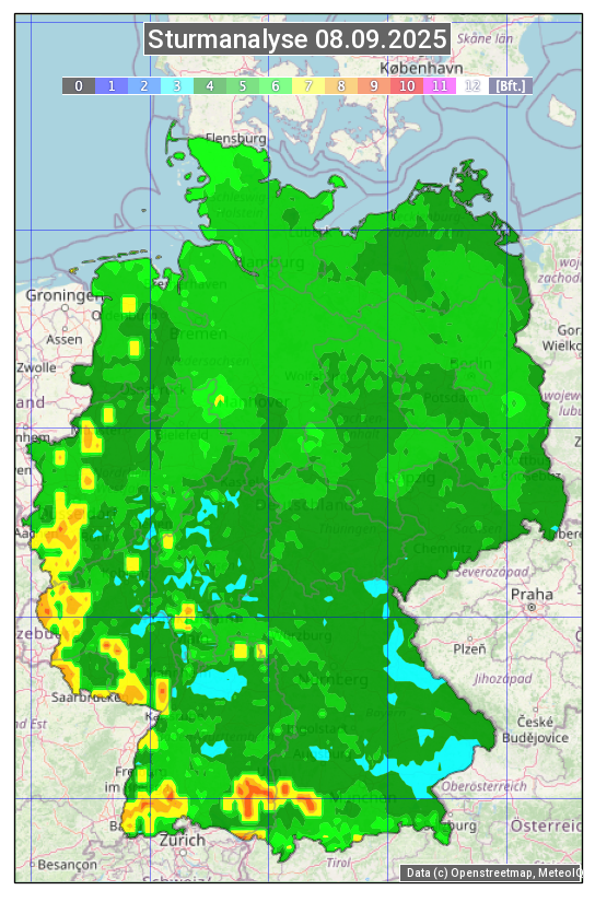 Karte mit Unwetteranalyse