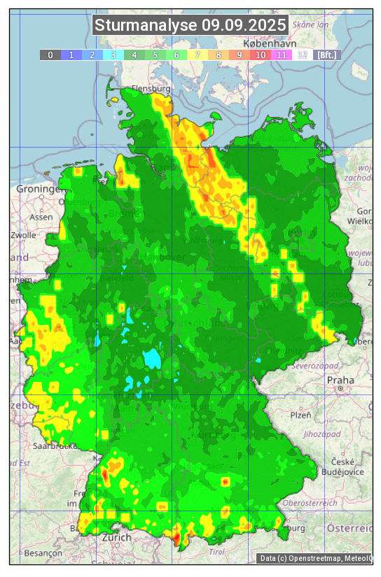 Karte mit Unwetteranalyse