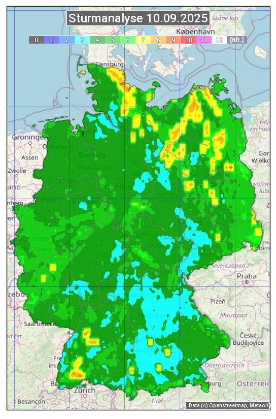 Karte mit Unwetteranalyse