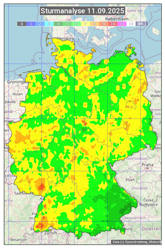 Karte mit Unwetteranalyse