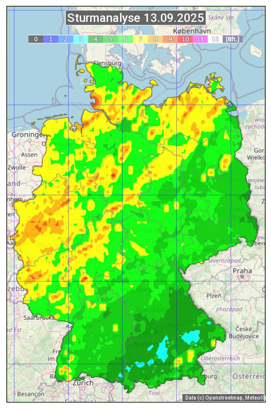 Karte mit Unwetteranalyse