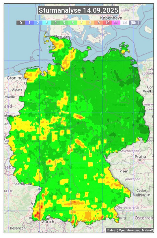 Karte mit Unwetteranalyse