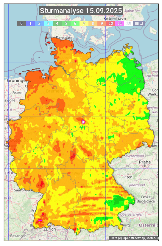 Karte mit Unwetteranalyse