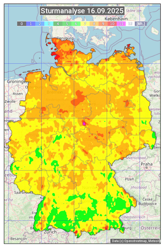 Karte mit Unwetteranalyse