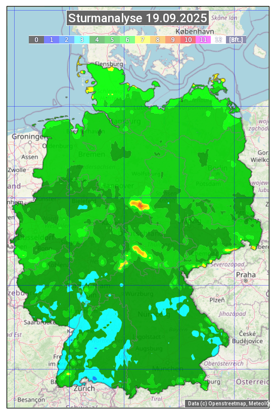 Karte mit Unwetteranalyse