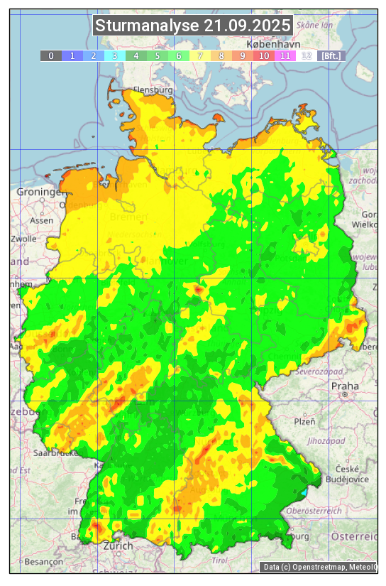Karte mit Unwetteranalyse