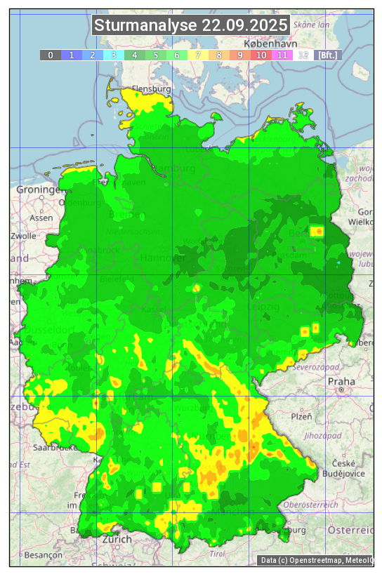 Karte mit Unwetteranalyse