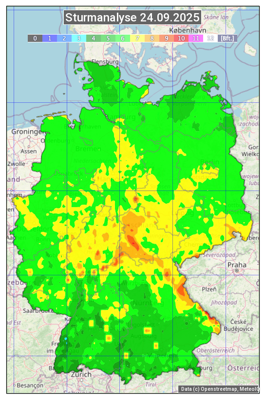 Karte mit Unwetteranalyse