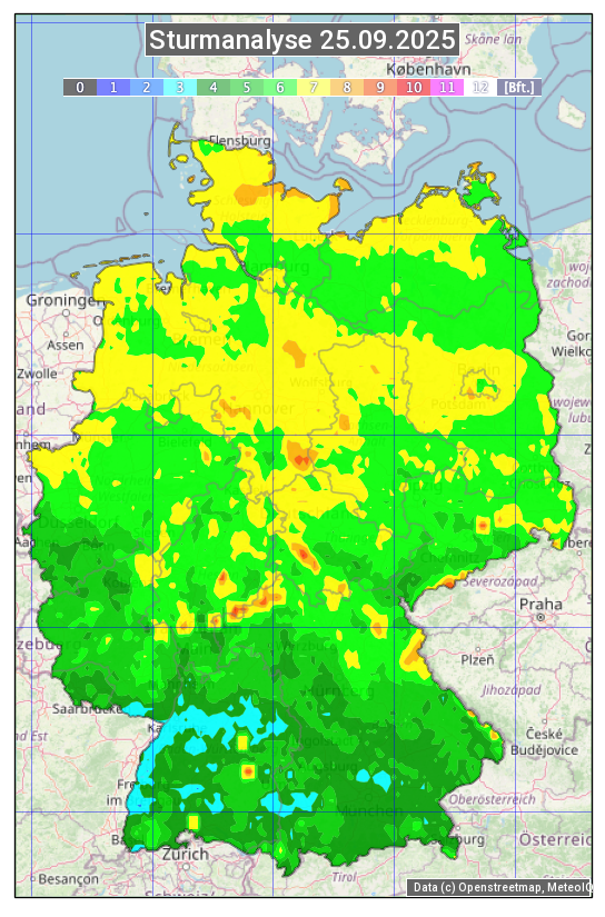 Karte mit Unwetteranalyse