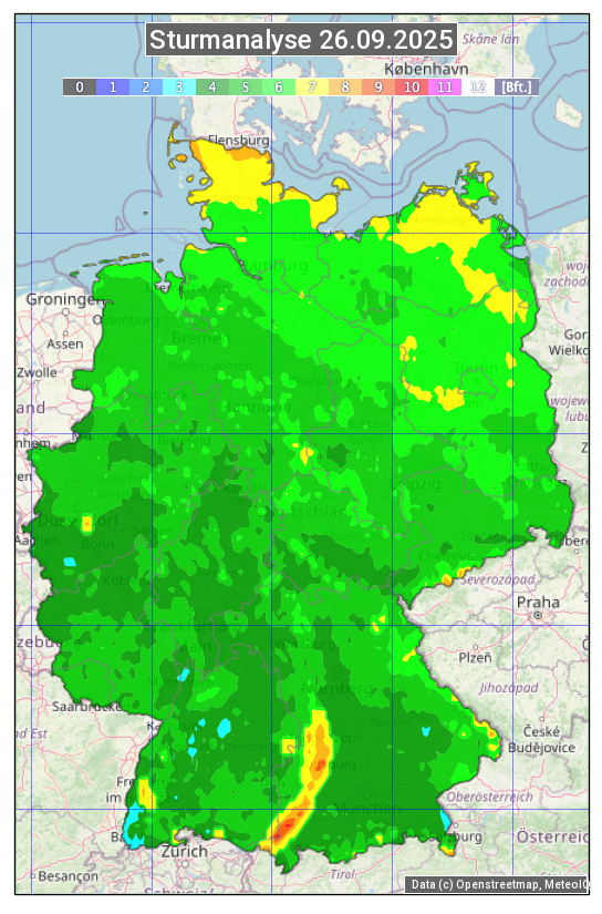 Karte mit Unwetteranalyse