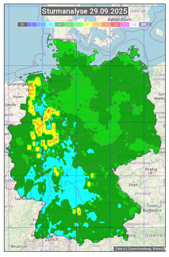 Karte mit Unwetteranalyse