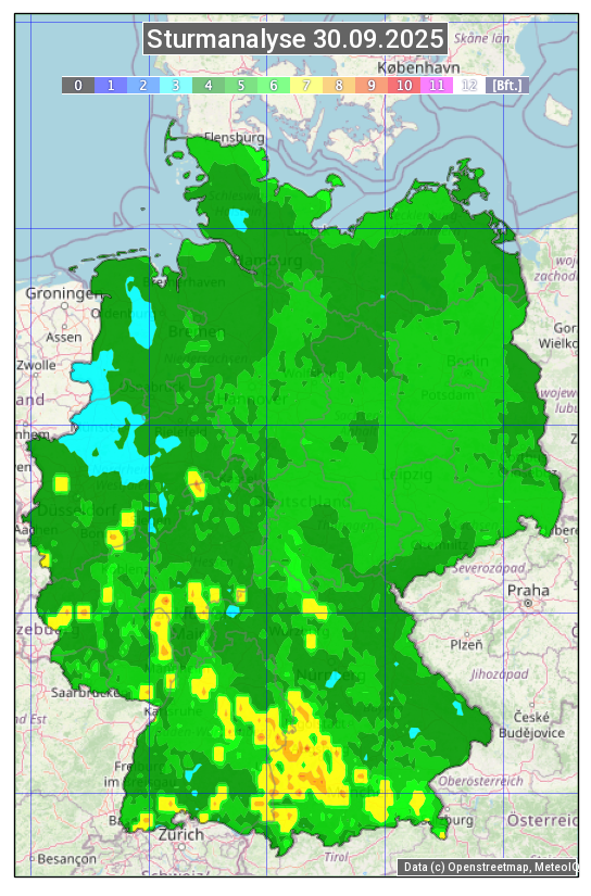 Karte mit Unwetteranalyse