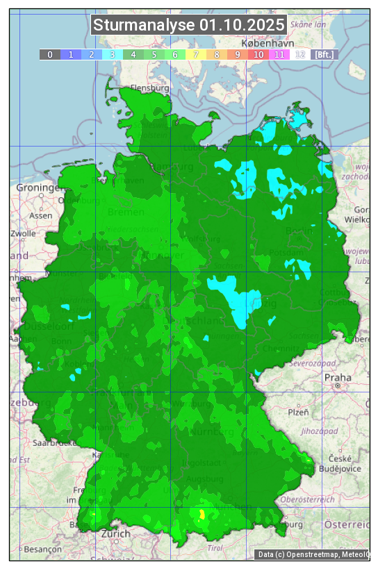 Karte mit Unwetteranalyse